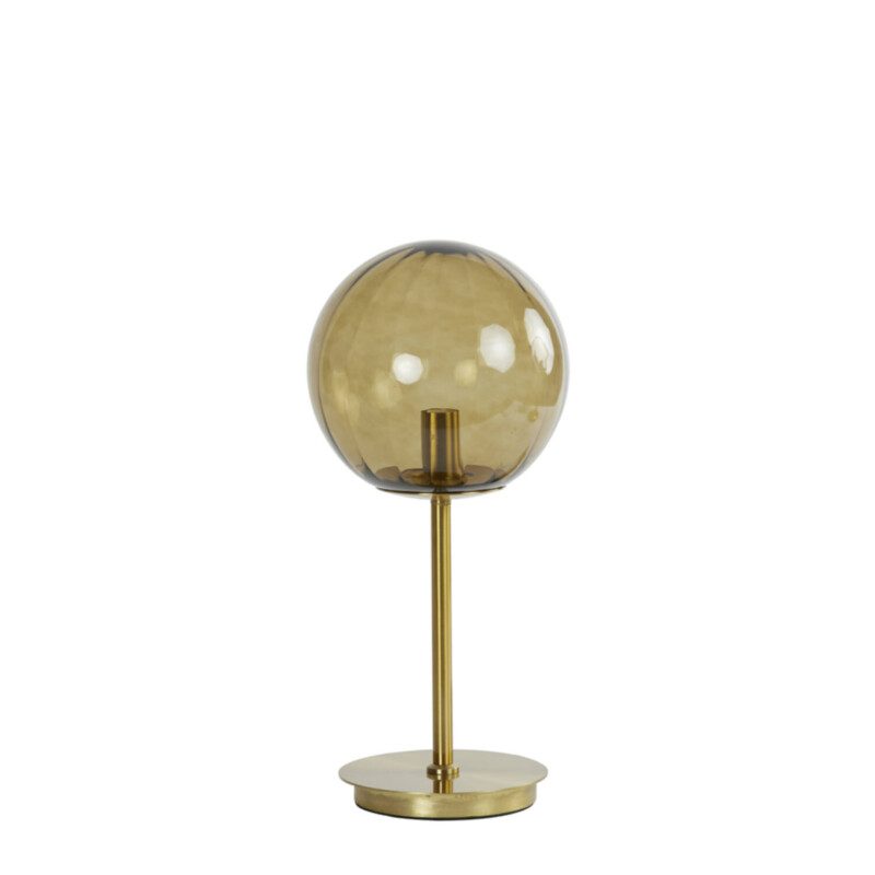 Lámpara de mesa retro dorada con esfera de vidrio ahumado Light and Living Magdala - Imagen 2