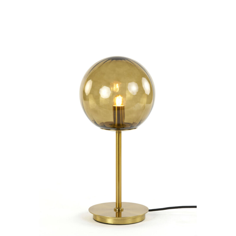 Lámpara de mesa retro dorada con esfera de vidrio ahumado Light and Living Magdala - Imagen 5