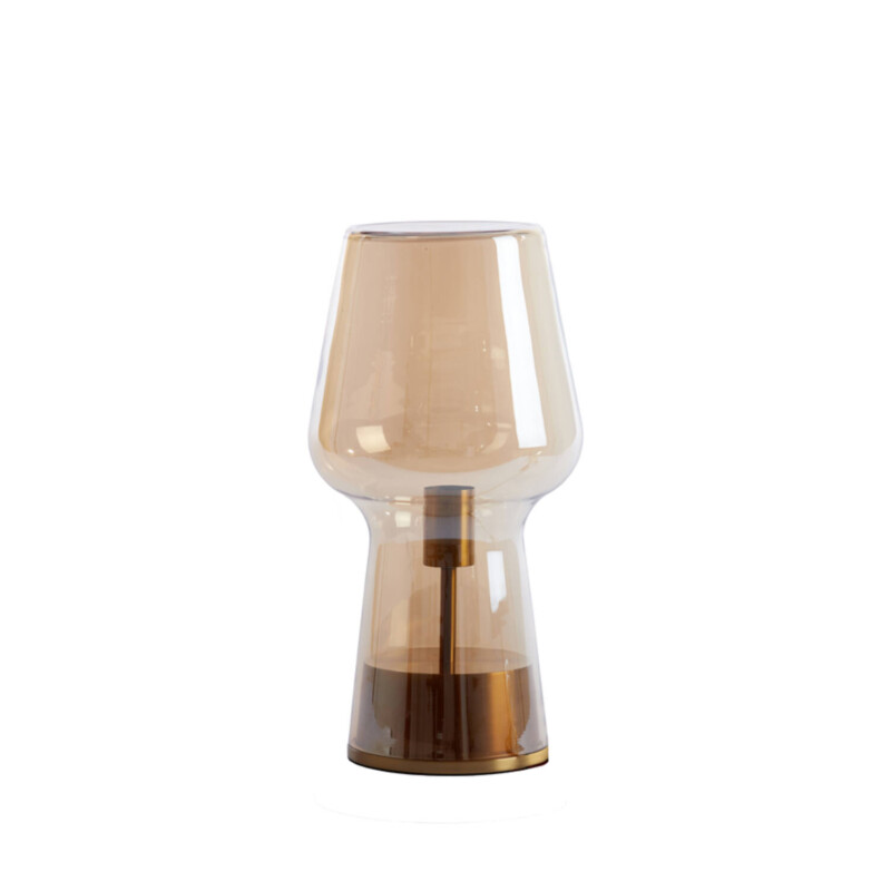 Lámpara de mesa retro dorada con vidrio ahumado Light and Living Tonga - Imagen 2