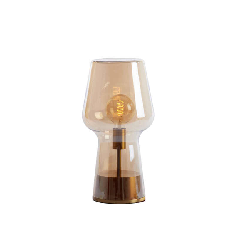 Lámpara de mesa retro dorada con vidrio ahumado Light and Living Tonga - Imagen 4