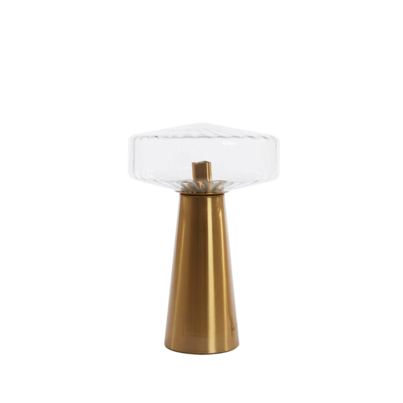 Lámpara de mesa retro dorada con vidrio transparente Light and Living Pleat - Imagen 2
