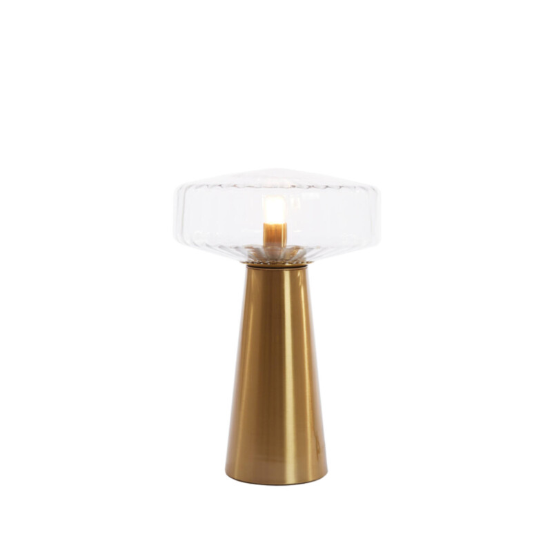 Lámpara de mesa retro dorada con vidrio transparente Light and Living Pleat - Imagen 6