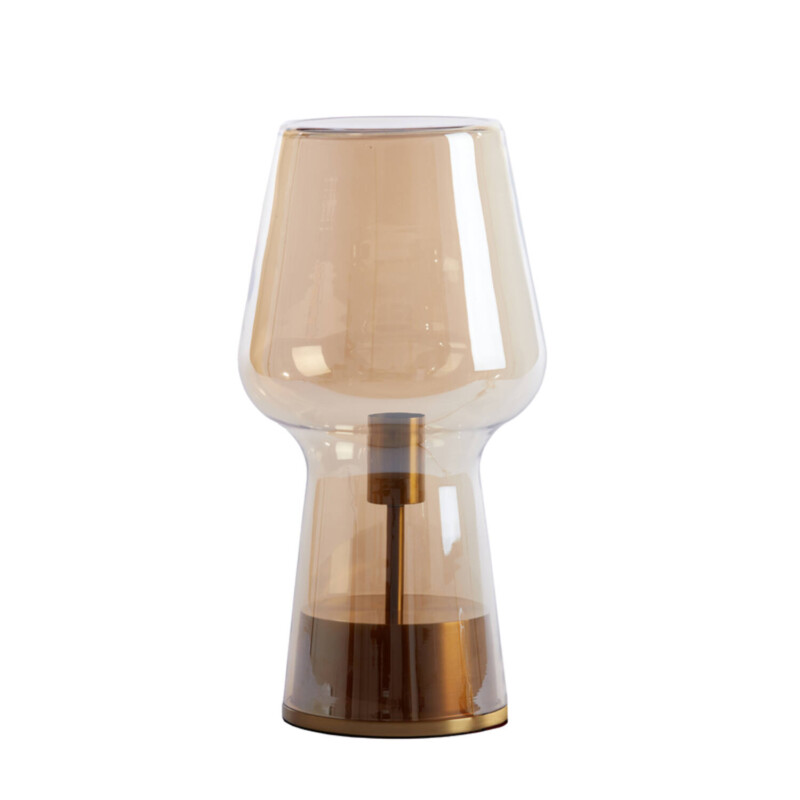 Lámpara de mesa retro dorada de vidrio ahumado Light and Living Tonga - Imagen 2