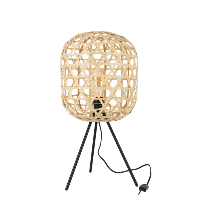 Lámpara de mesa retro negra con beige trípode Jolipa Niko - Imagen 2