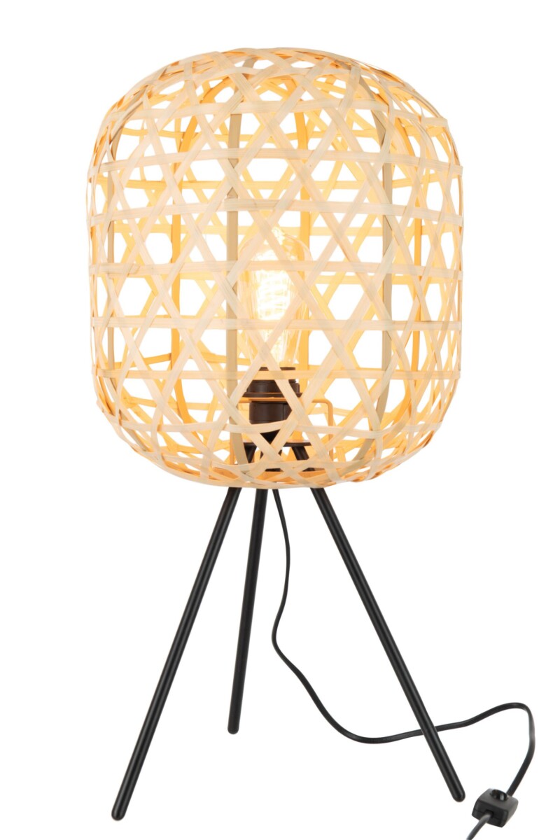 Lámpara de mesa retro negra con beige trípode Jolipa Niko - Imagen 3