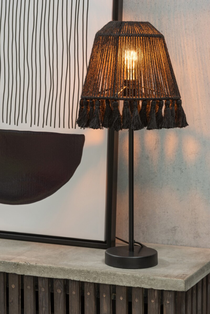 Lámpara de mesa retro negra con borlas Jolipa Mila - Imagen 3