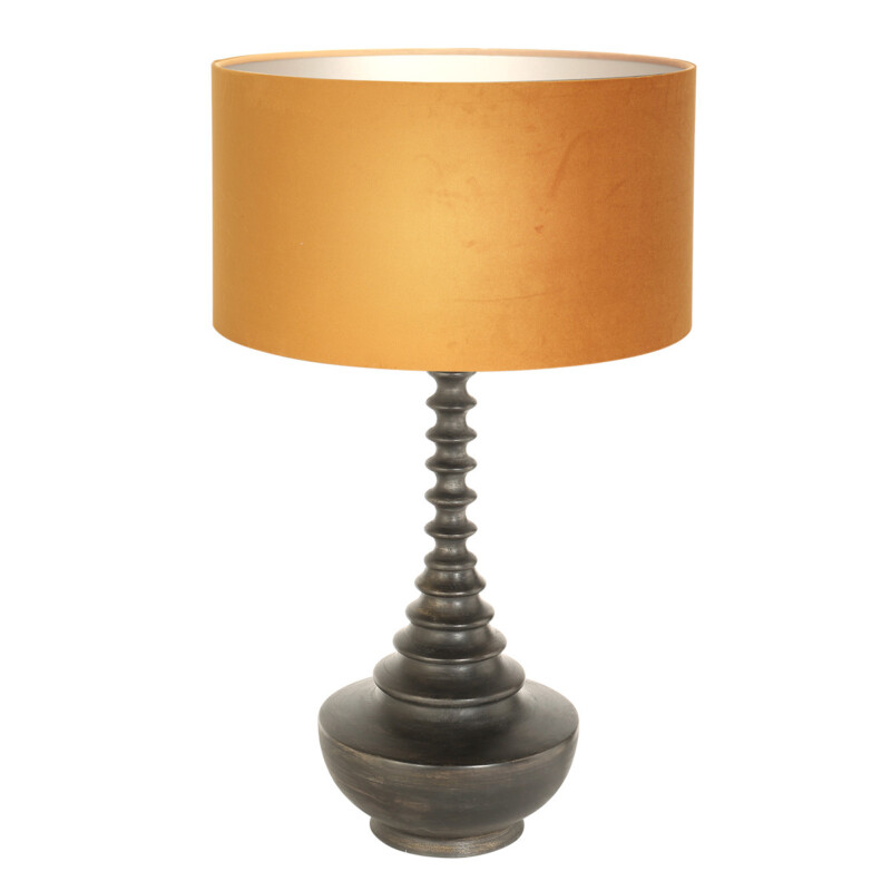 Lámpara de mesa retro negra con pantalla naranja Steinhauer Bois negroantiguo y dorado - Imagen 2