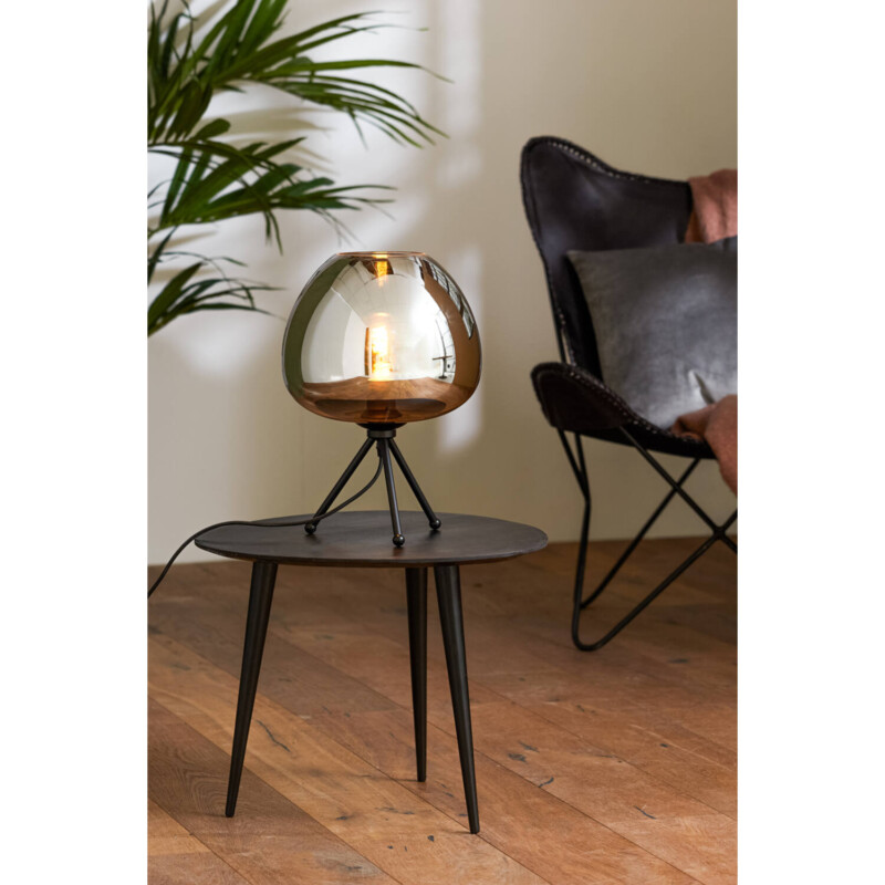 Lámpara de mesa retro negra con vidrio ahumado Light and Living Mayson - Imagen 3