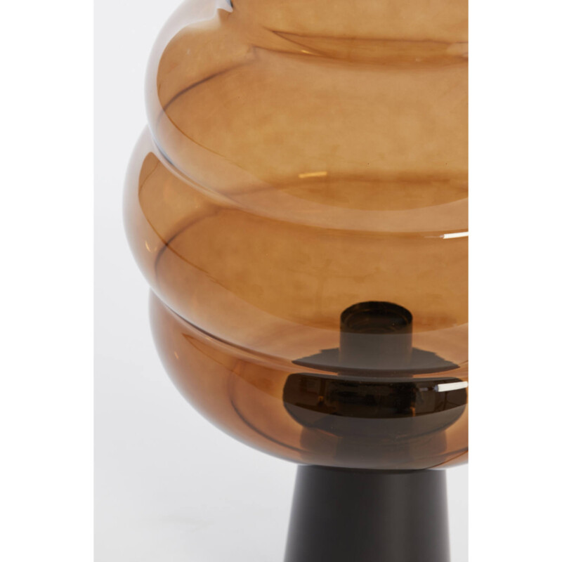 Lámpara de mesa retro negra con vidrio ahumado marrón Light and Living Misty - Imagen 5