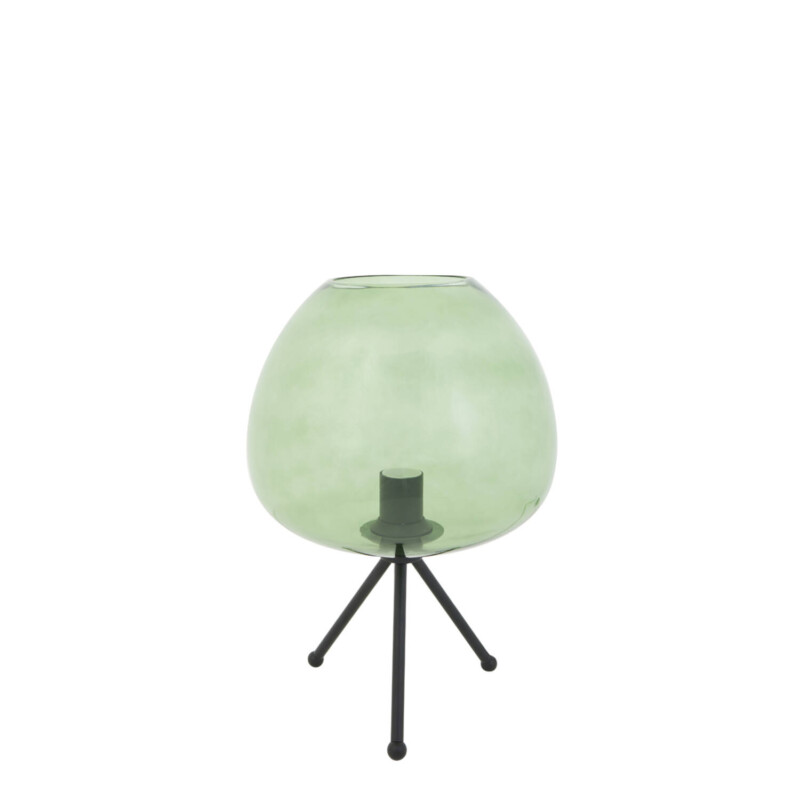 Lámpara de mesa retro negra con vidrio ahumado verde Light and Living Mayson - Imagen 2