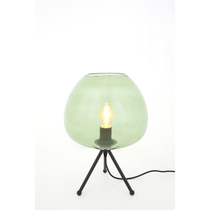 Lámpara de mesa retro negra con vidrio ahumado verde Light and Living Mayson - Imagen 3
