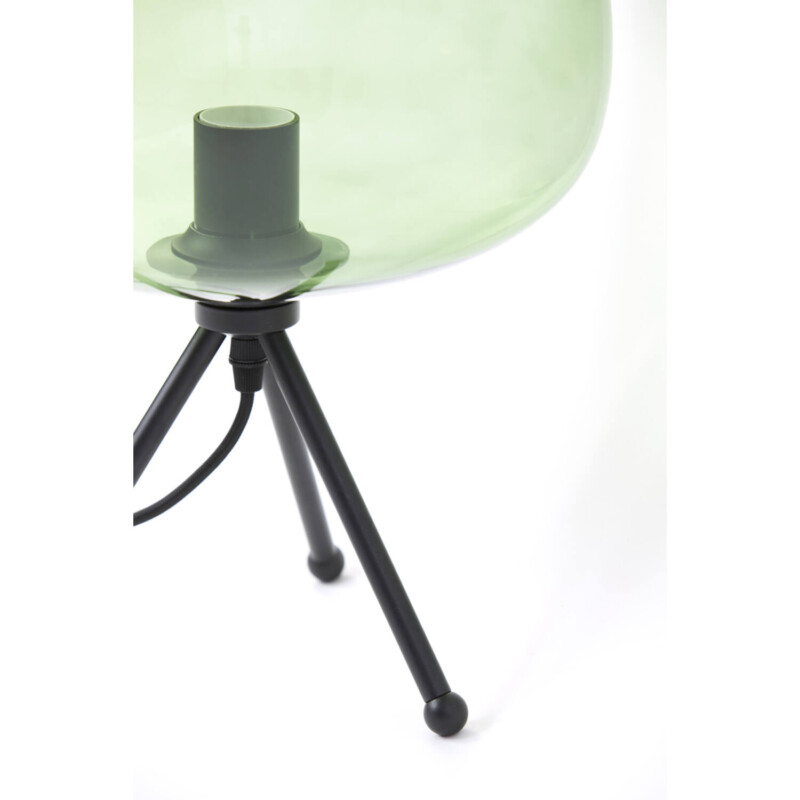 Lámpara de mesa retro negra con vidrio ahumado verde Light and Living Mayson - Imagen 6