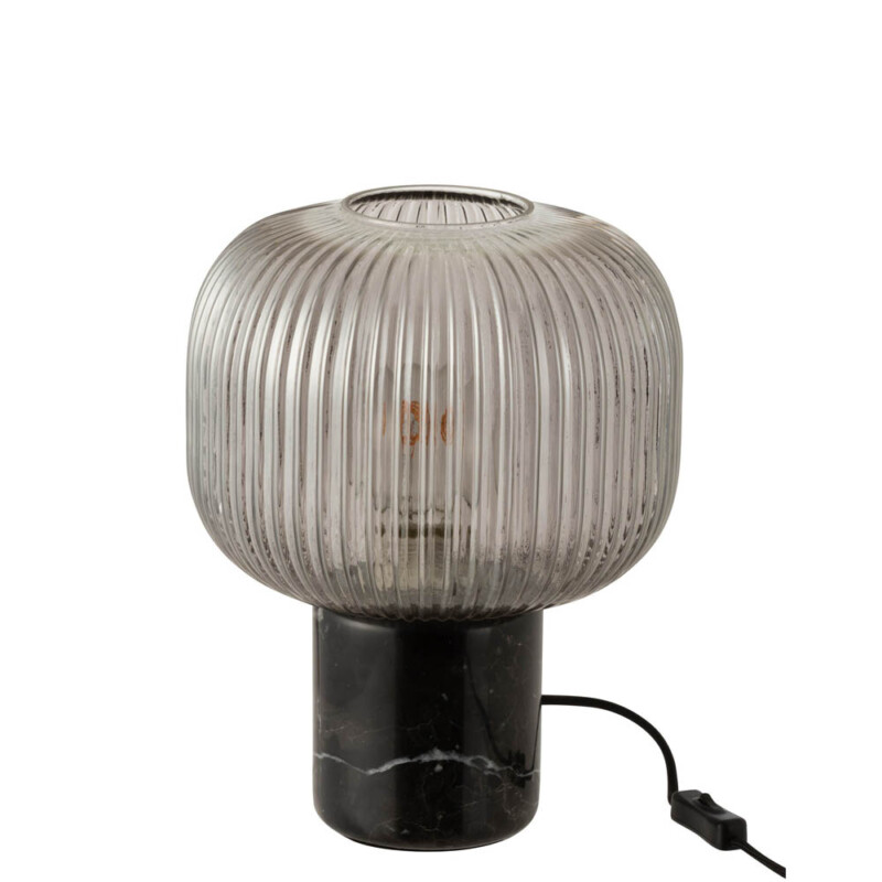 Lámpara de mesa retro negra de vidrio acanalado Jolipa Yufo - Imagen 2