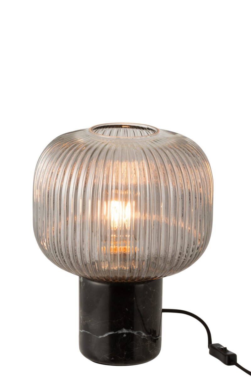 Lámpara de mesa retro negra de vidrio acanalado Jolipa Yufo - Imagen 3