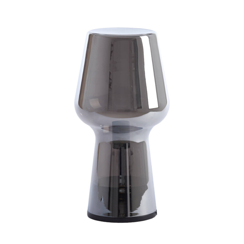 Lámpara de mesa retro plateada de vidrio ahumado Light and Living Tonga - Imagen 2