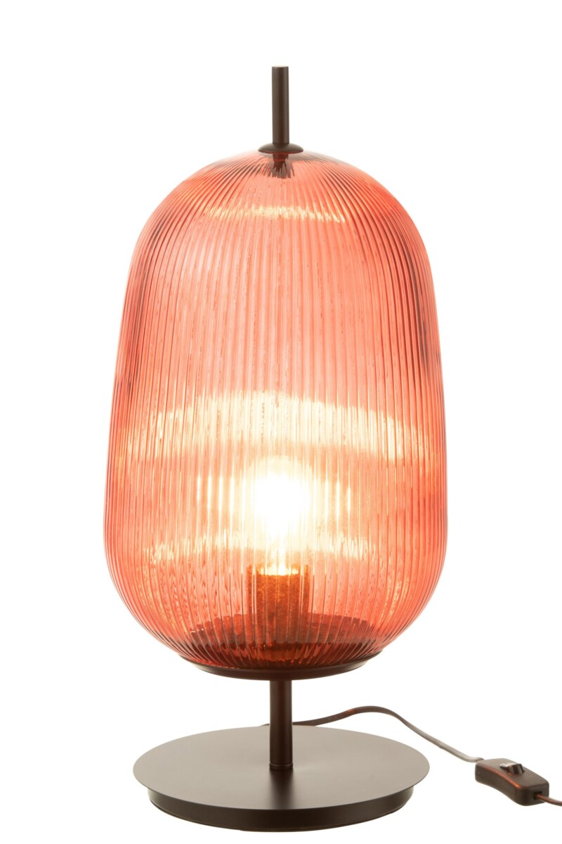 Lámpara de mesa retro roja de vidrio Jolipa Oasis - Imagen 3