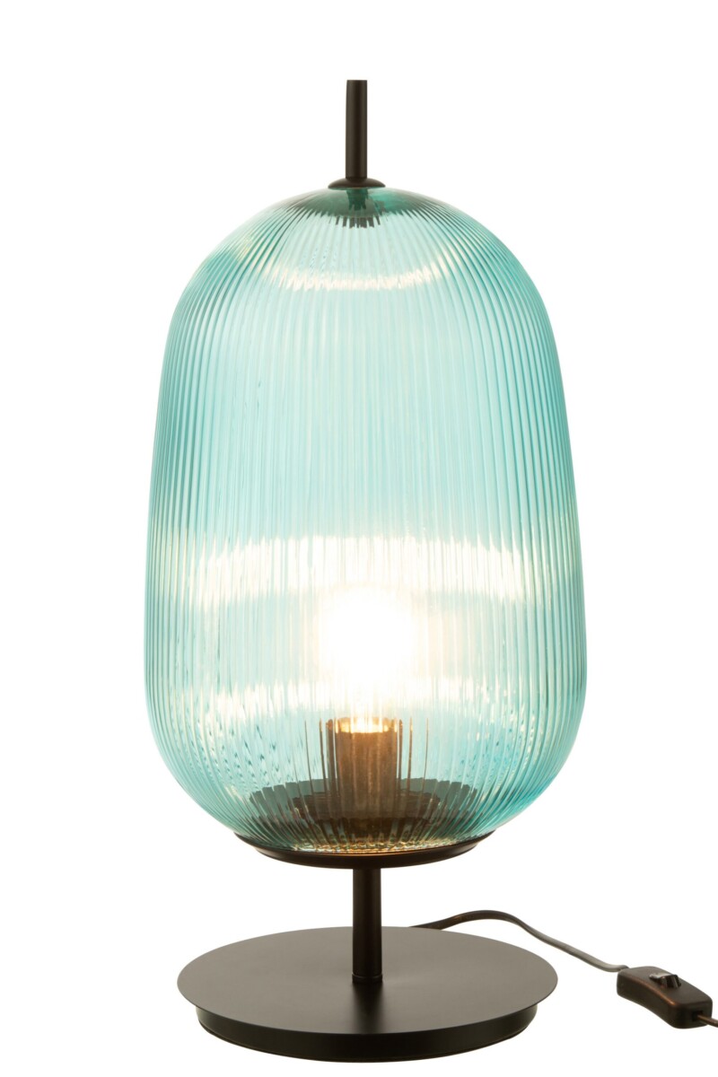 Lámpara de mesa retro turquesa de vidrio Jolipa Oasis - Imagen 3