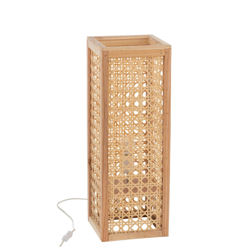 Lámpara de mesa rústica beige de madera Jolipa Ralfy - Imagen 2