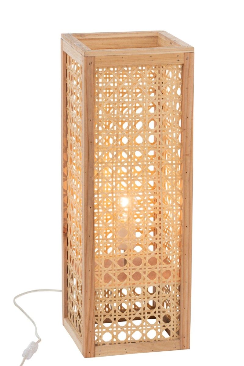 Lámpara de mesa rústica beige de madera Jolipa Ralfy - Imagen 4
