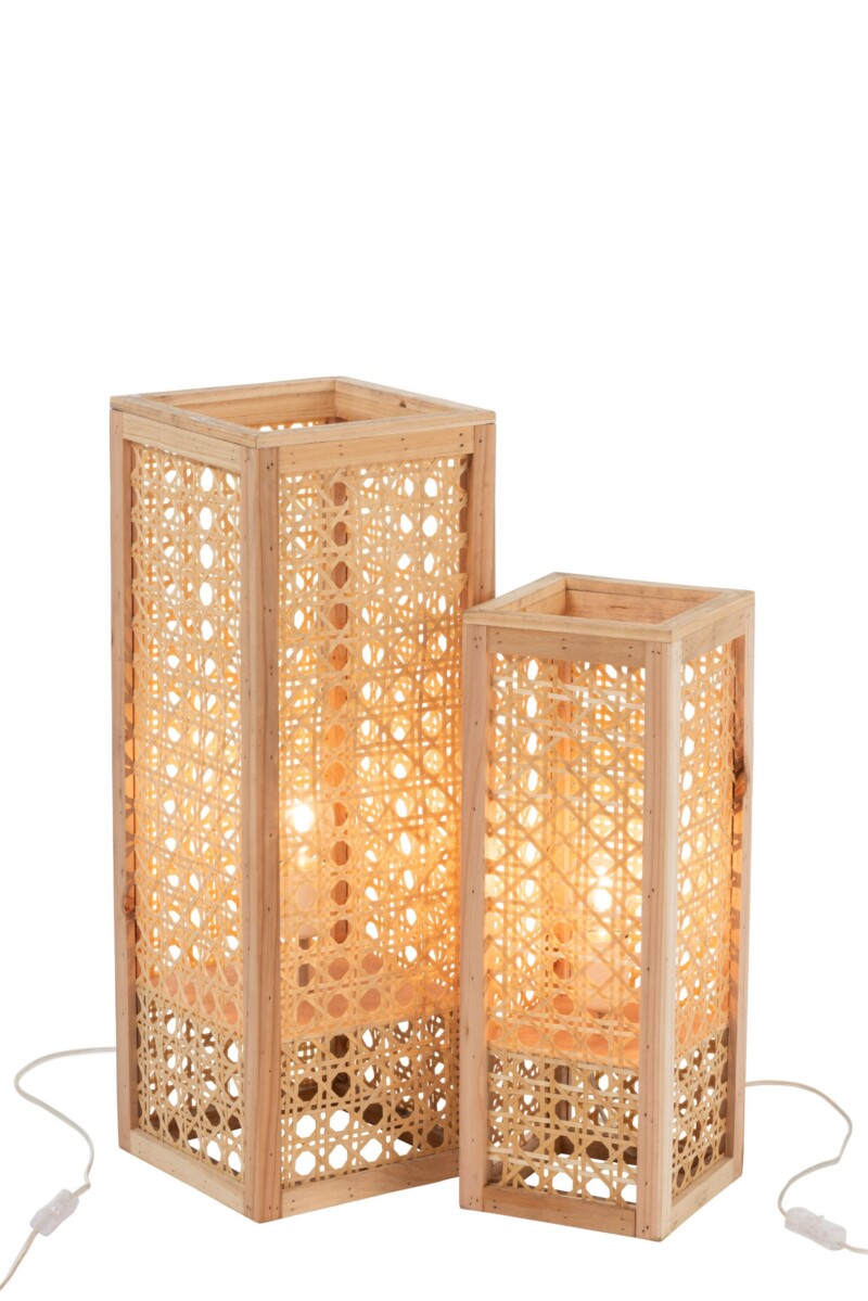 Lámpara de mesa rústica beige de madera Jolipa Ralfy - Imagen 7