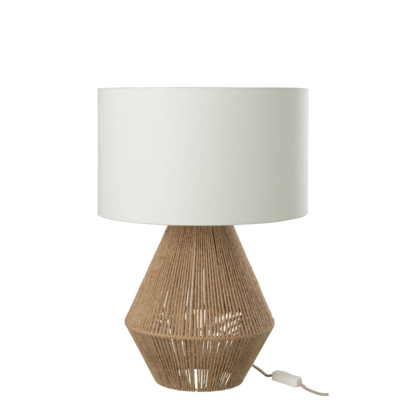 Lámpara de mesa rústica blanca con beige Jolipa String - Imagen 2