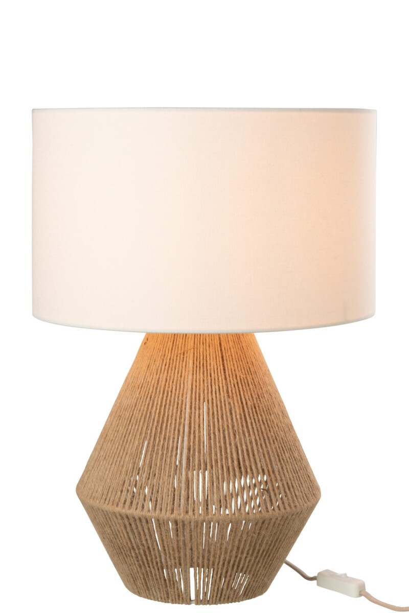 Lámpara de mesa rústica blanca con beige Jolipa String - Imagen 3