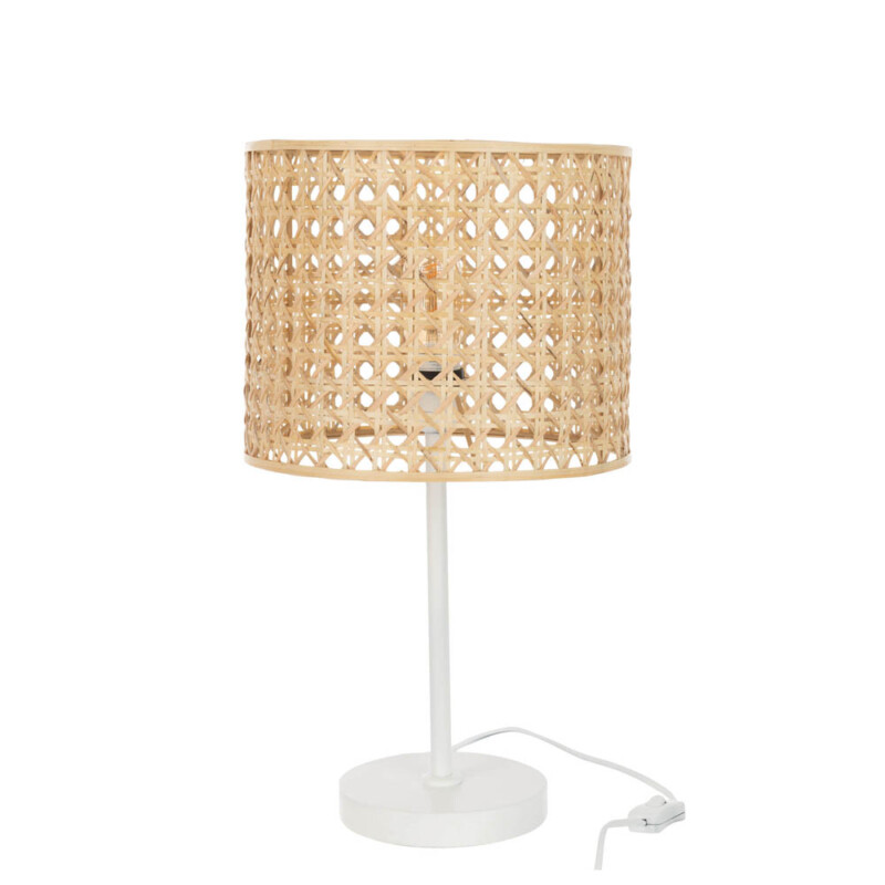 Lámpara de mesa rústica blanca con madera Jolipa Roma - Imagen 2
