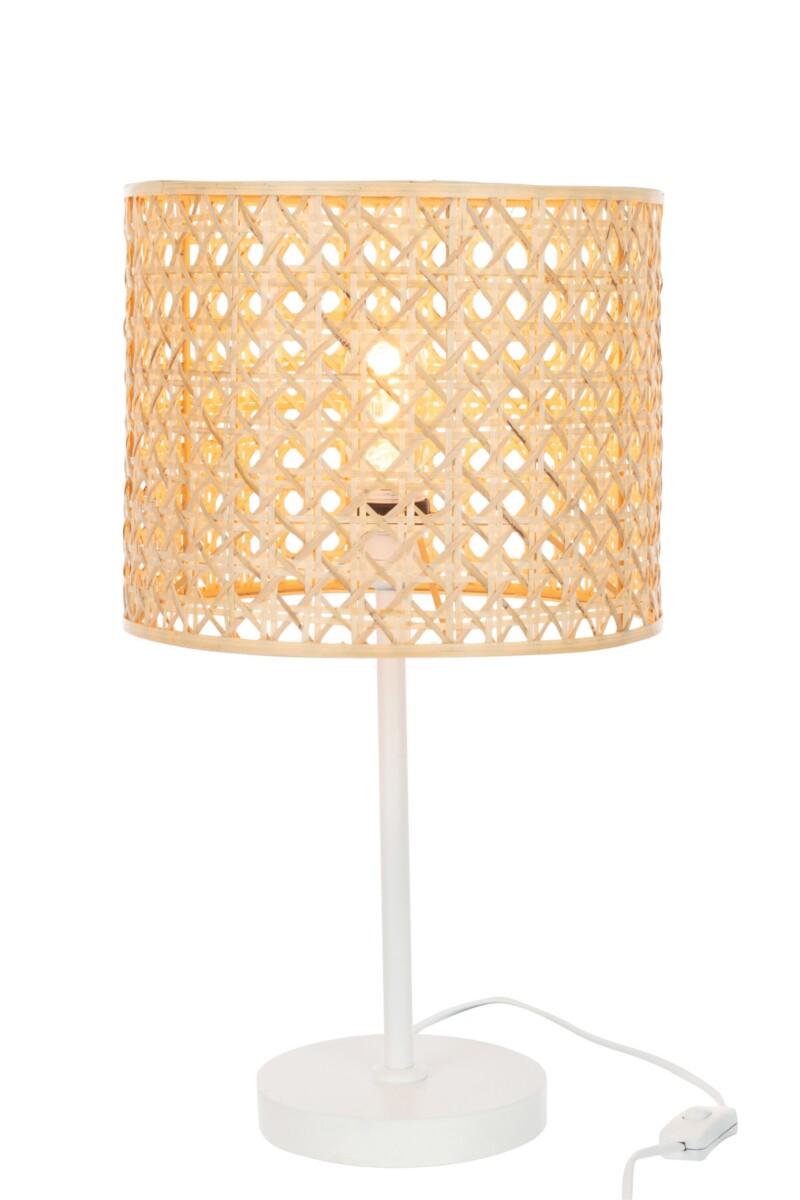 Lámpara de mesa rústica blanca con madera Jolipa Roma - Imagen 3
