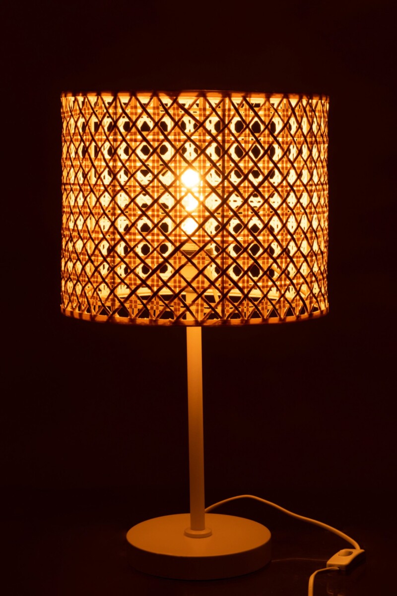 Lámpara de mesa rústica blanca con madera Jolipa Roma - Imagen 4