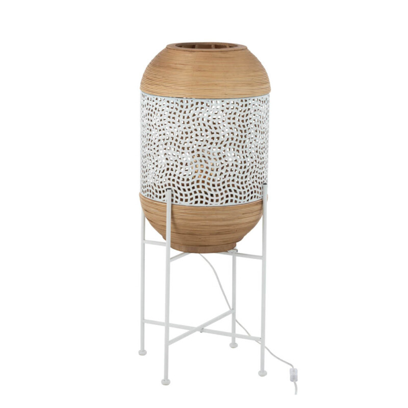 Lámpara de mesa rústica blanca con madera Jolipa Spirit - Imagen 2