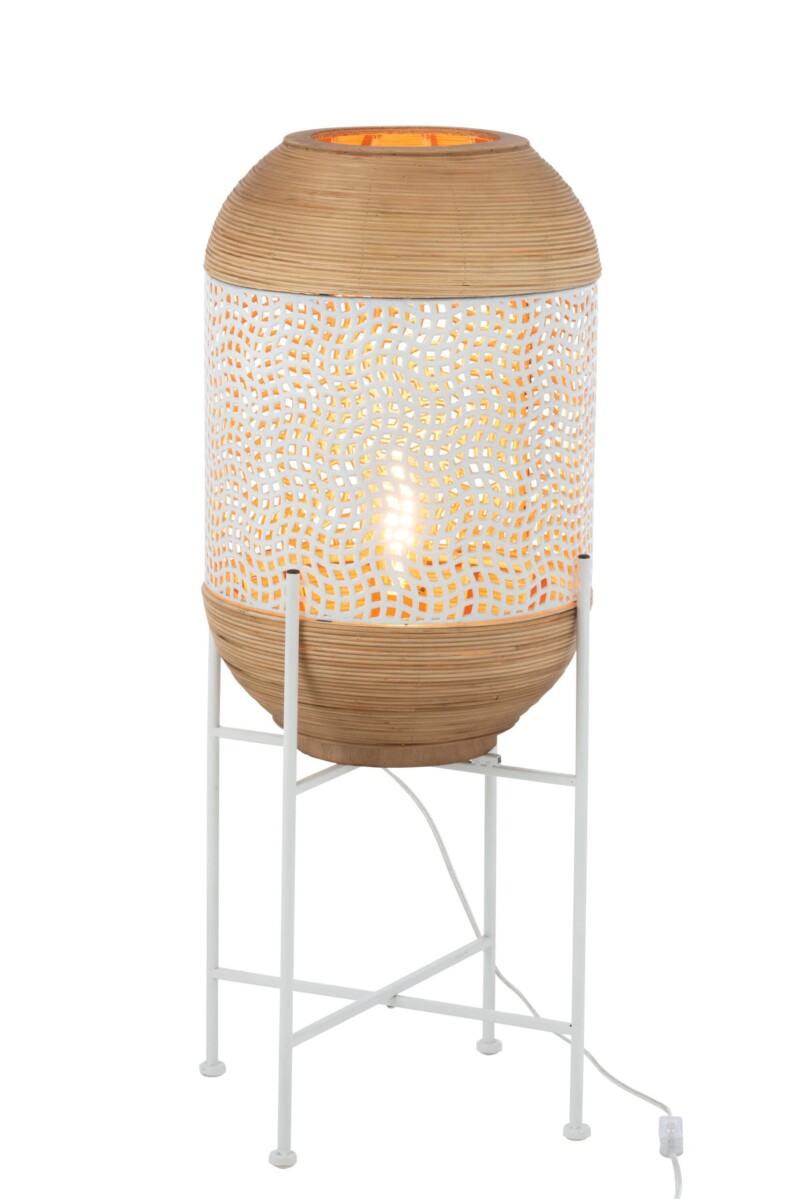 Lámpara de mesa rústica blanca con madera Jolipa Spirit - Imagen 3