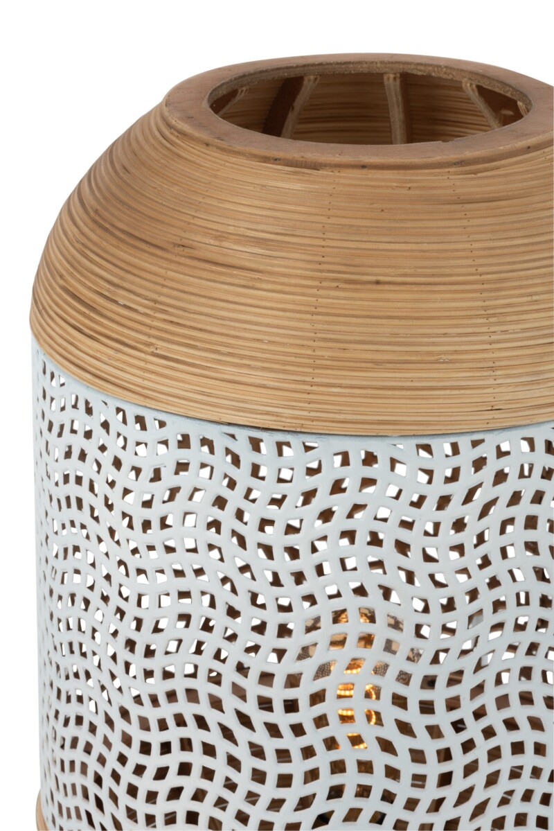Lámpara de mesa rústica blanca con madera Jolipa Spirit - Imagen 5