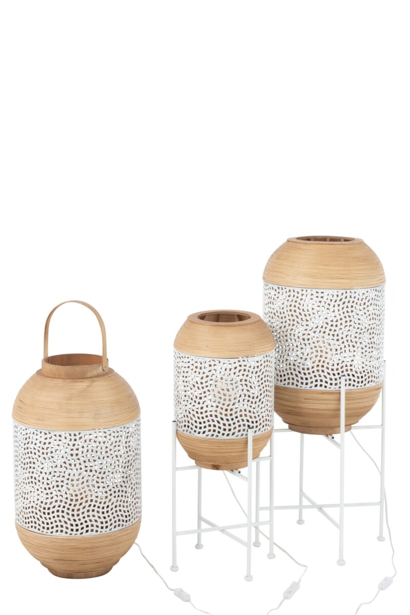 Lámpara de mesa rústica blanca con madera Jolipa Spirit - Imagen 6