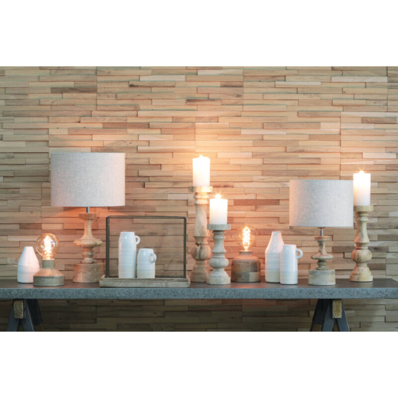 Lámpara de mesa rústica de madera en color beige Light and Living Pasco - Imagen 3