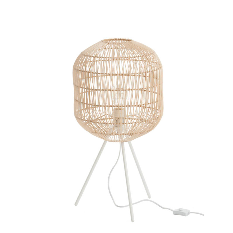 Lámpara de mesa rústica de ratán con blanco Jolipa Lexi - Imagen 2