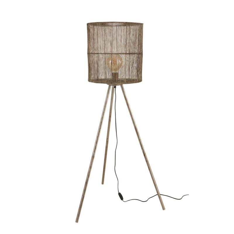 Lámpara de mesa rústica marrón de trípode Jolipa Antique - Imagen 2