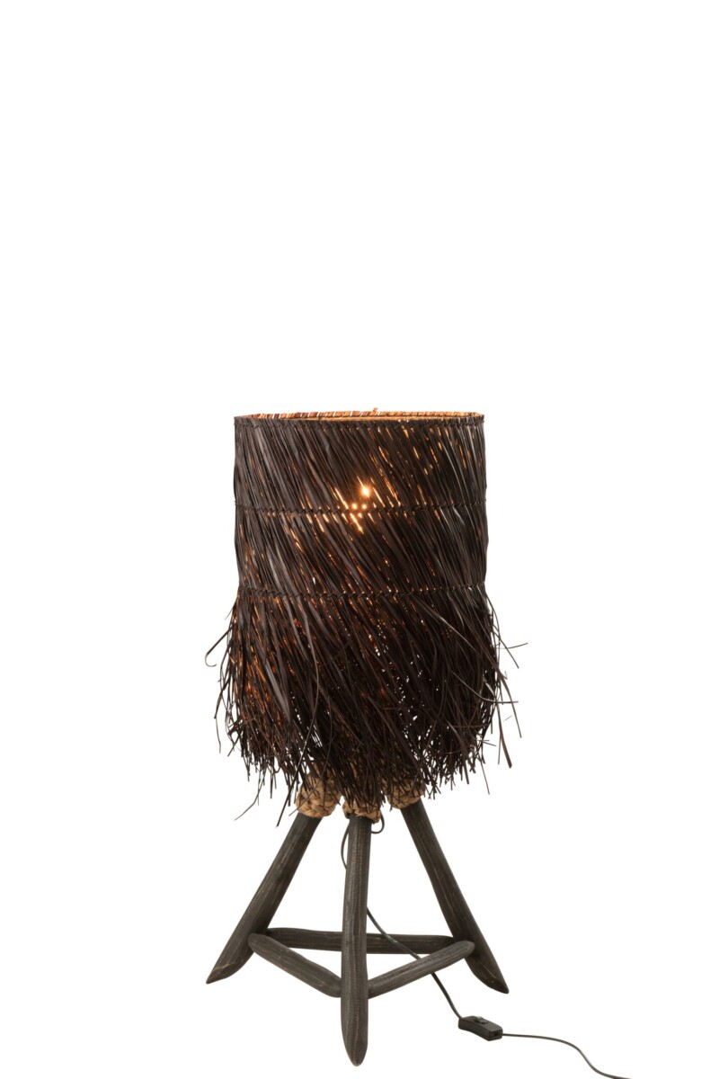 Lámpara de mesa rústica negra de mimbre Jolipa Arthur - Imagen 3