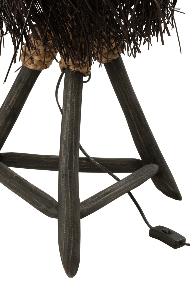 Lámpara de mesa rústica negra de mimbre Jolipa Arthur - Imagen 6