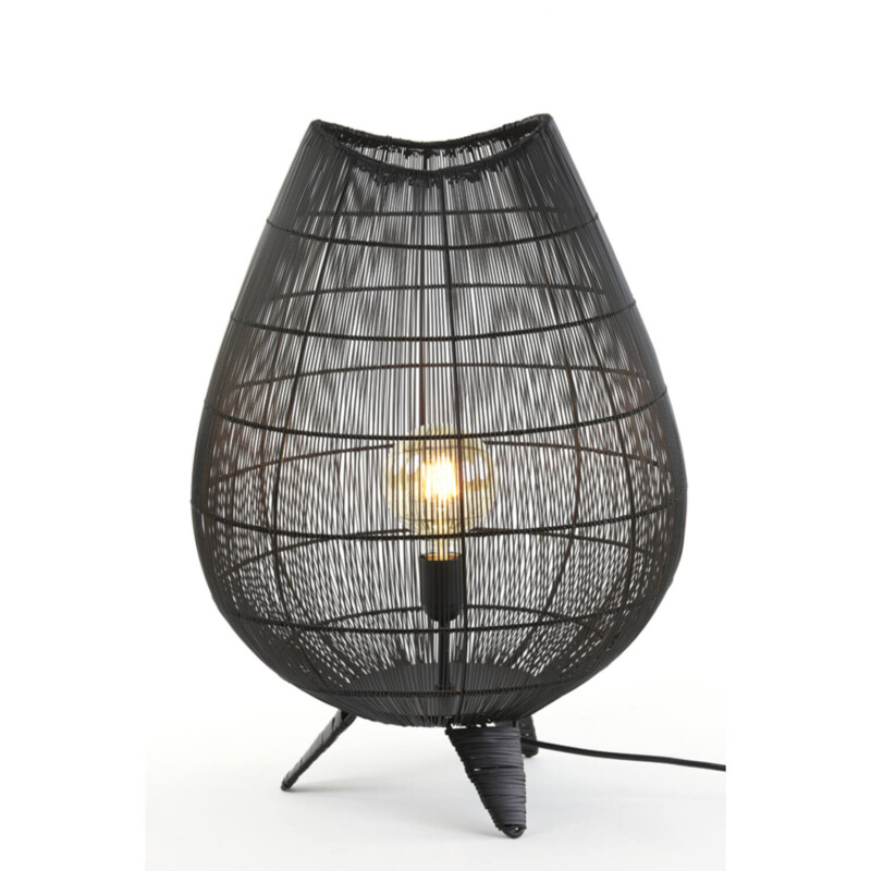 Lámpara de mesa rústica negra en forma de cesta Light and Living Yumi - Imagen 6