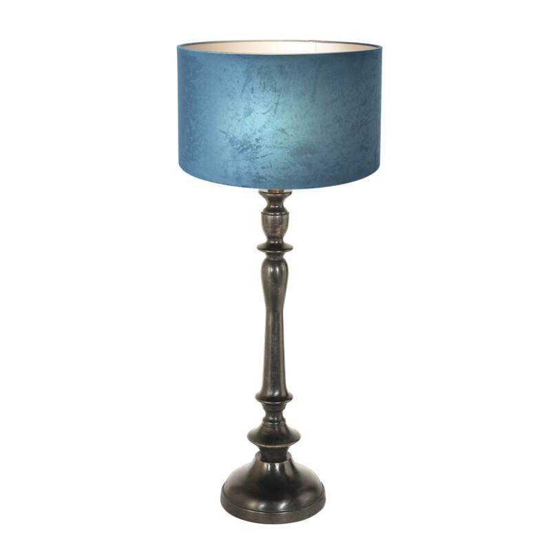 lampara-de-mesa-vintage-azul-con-pie-negro-steinhauer-bois-negroantiguo-y-azul-3772zw-2