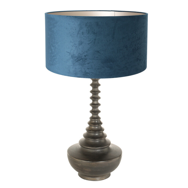 lampara-de-mesa-vintage-negra-con-pantalla-azul-steinhauer-bois-negroantiguo-y-azul-3763zw