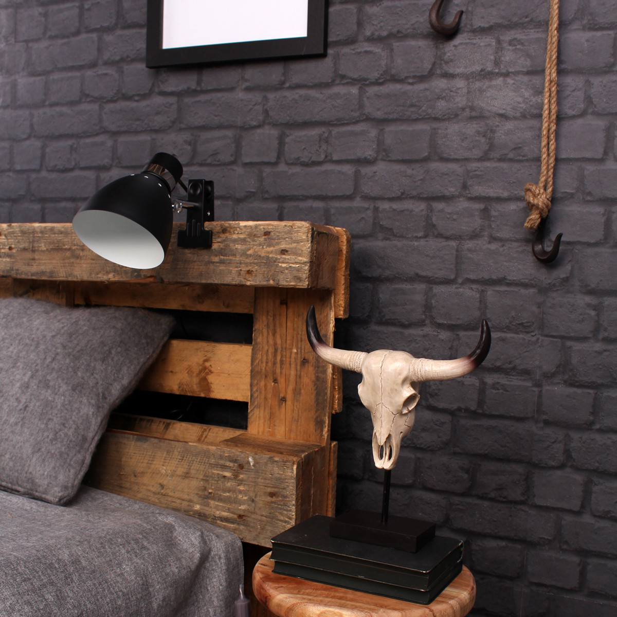 Lámpara de pared industrial negro con foco ajustable Steinhauer Spring