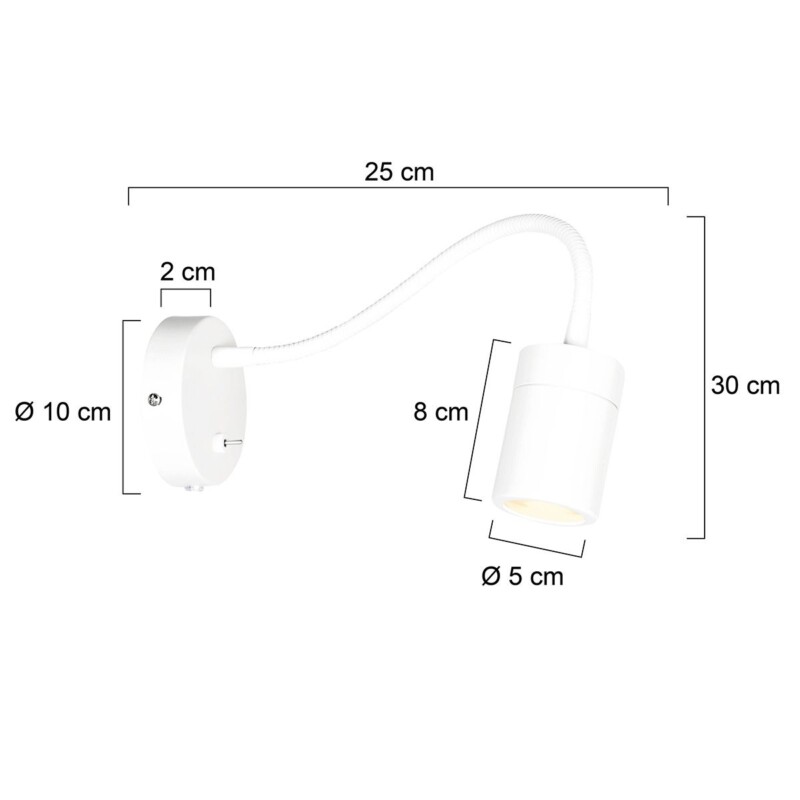 Aplique de pared blanca de metal con brazo flexible Mexlite Upround - Imagen 7
