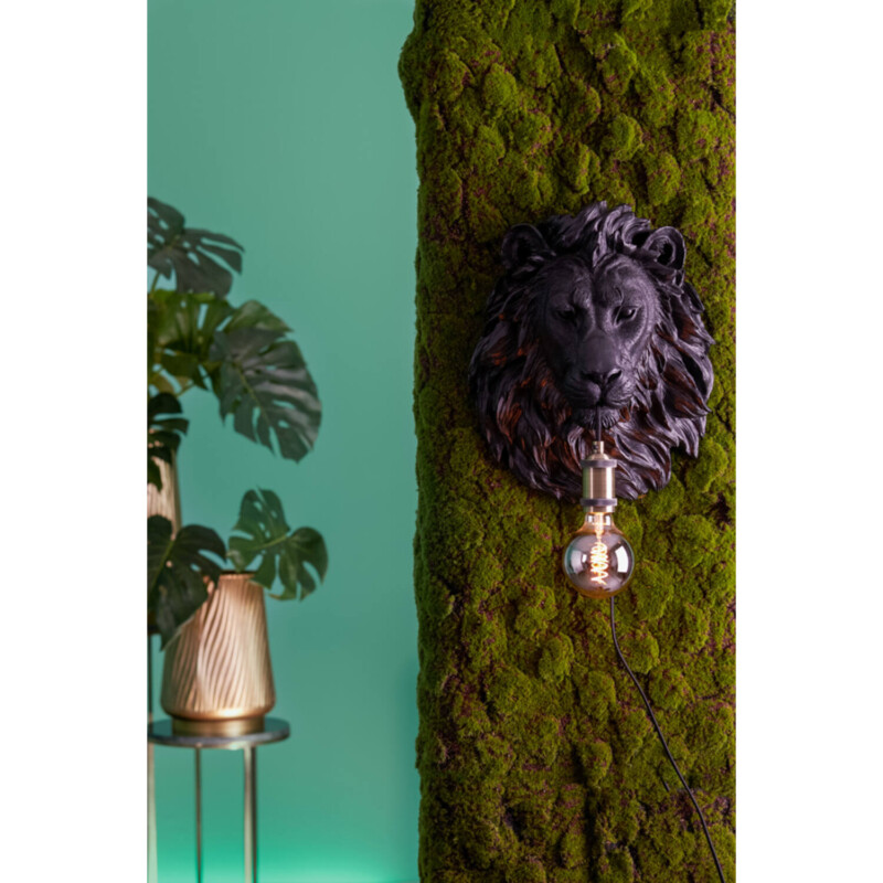 Lámpara de pared africana negra con cabeza de león Light and Living Lion - Imagen 3