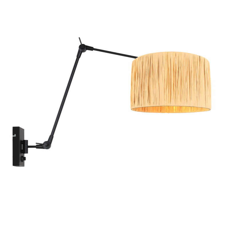Lámpara de pared ajustable en negro con tulipa étnica Steinhauer Prestige chic naturel y negro - Imagen 2