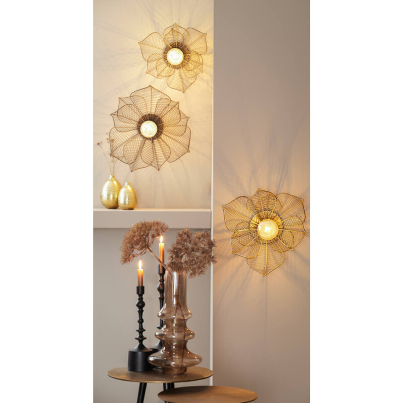 Lámpara de pared clásica dorada con diseño floral Light and Living Pavas - Imagen 3