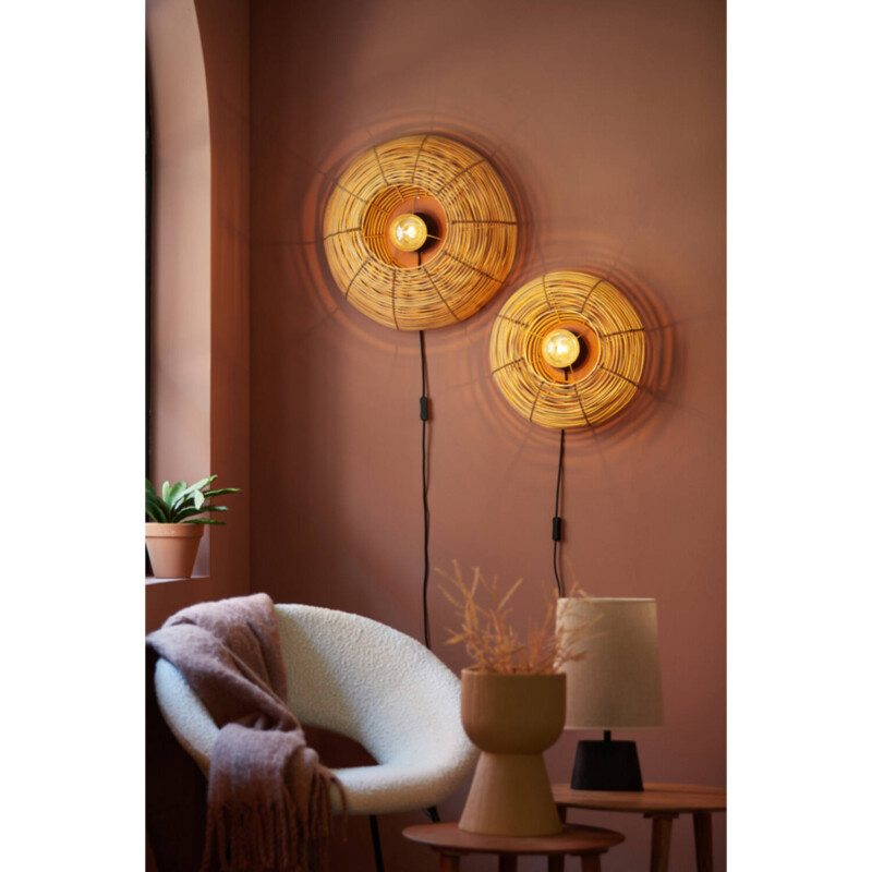 Lámpara de pared de ratán beige natural Light and Living Mataka - Imagen 3