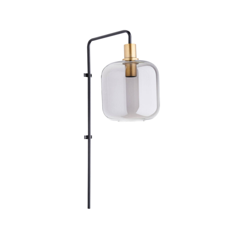 Lámpara de pared estilo retro negra con vidrio ahumado y diseño de farol Light and Living Lekar - Imagen 2