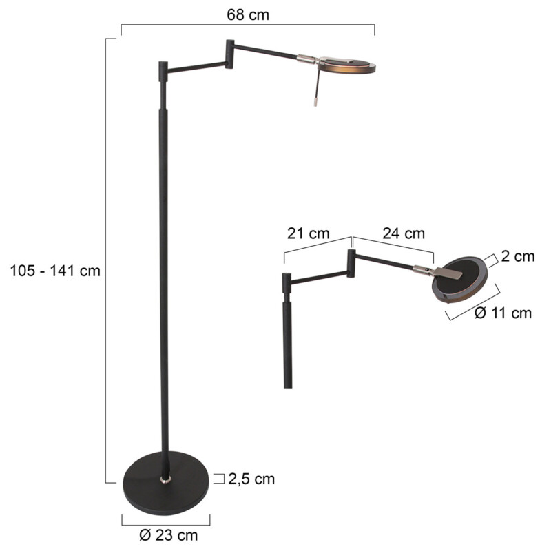 lampara-de-pie-de-lectura-led-negra-steinhauer-turound-3082zw-6