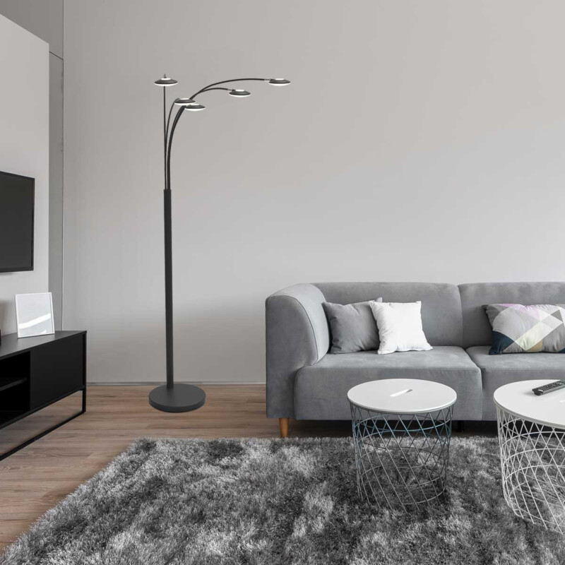 Lámpara de pie de metal negro moderna Mexlite Synna - Imagen 3
